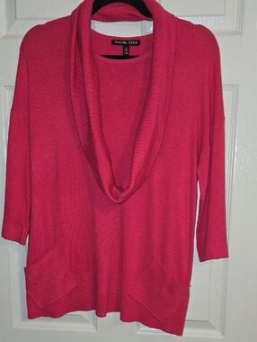 Cowl Neck Sweater in Hot Pink